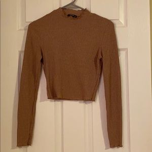 Beige, long sleeve crop top